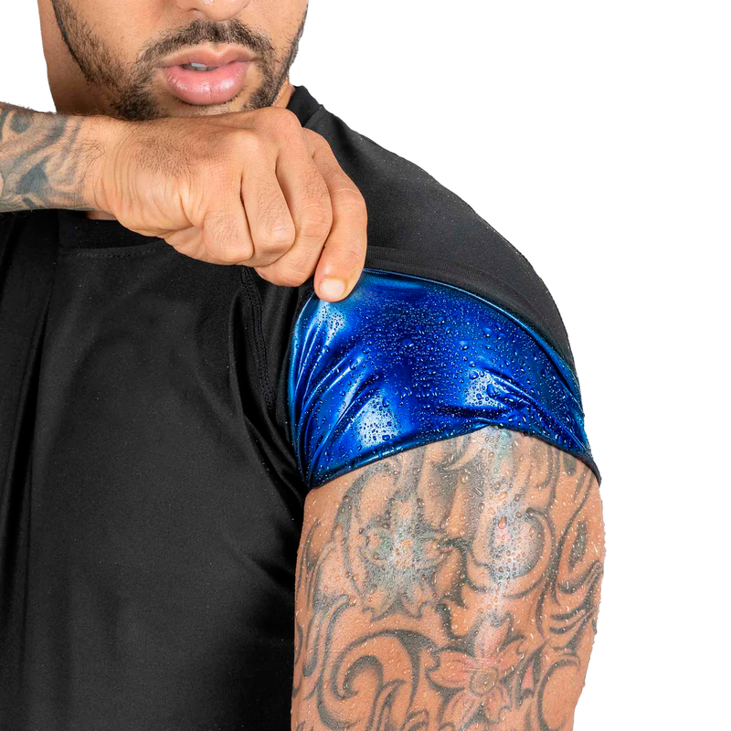 Camiseta masculina Efeito Sauna Manga Curta + Kit Elastico + Combo Barriga zero