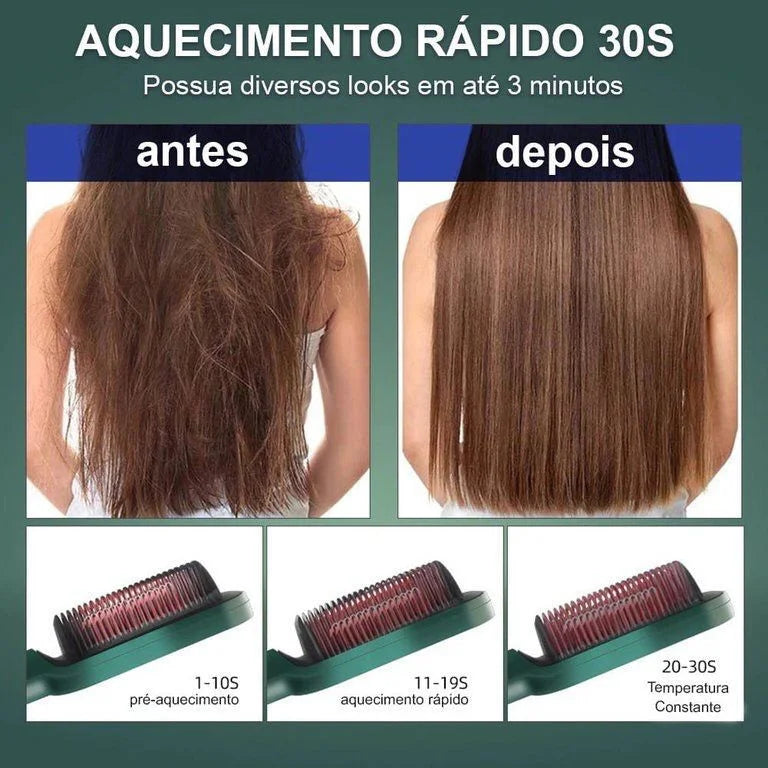 Mini escova pente alisadora de Cabelo.