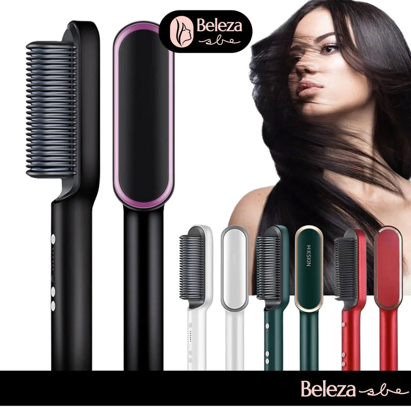 Mini escova pente alisadora de Cabelo.