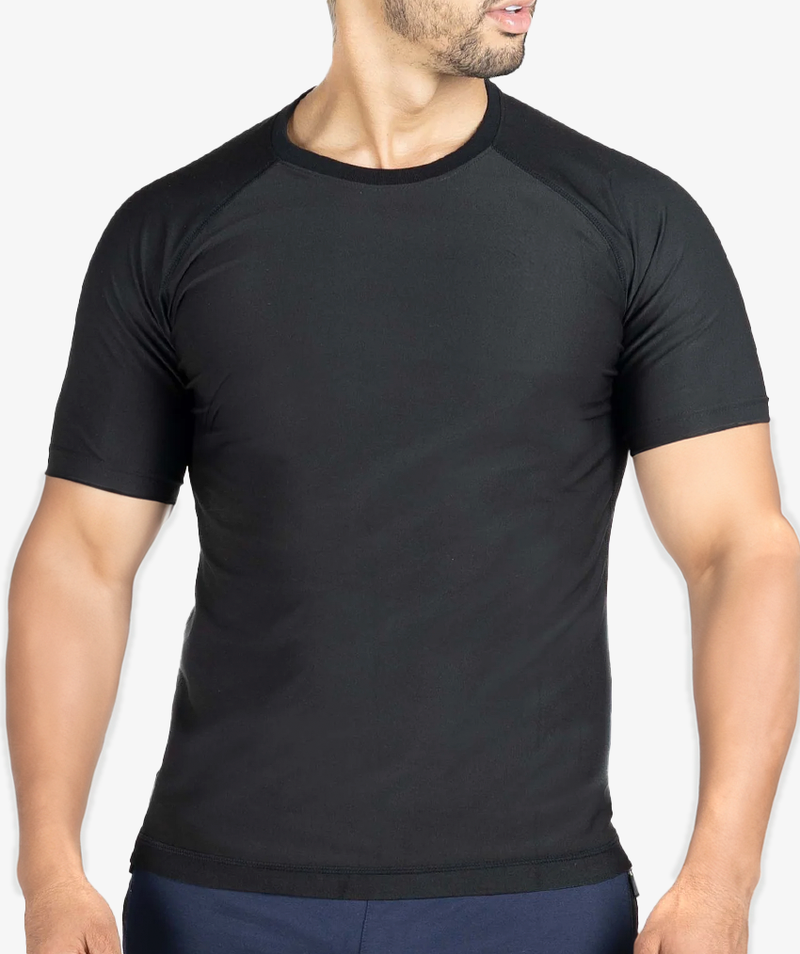 Camiseta masculina Efeito Sauna Manga Curta + Kit Elastico + Combo Barriga zero
