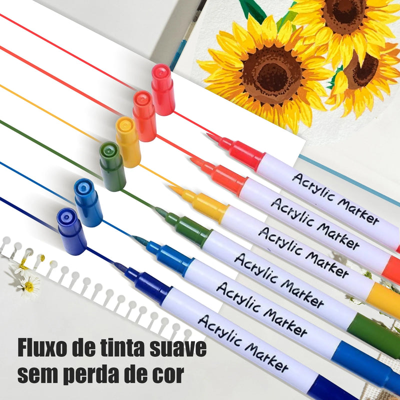 Kit de Canetas Marcadoras Acrílicas — Ponta Dupla