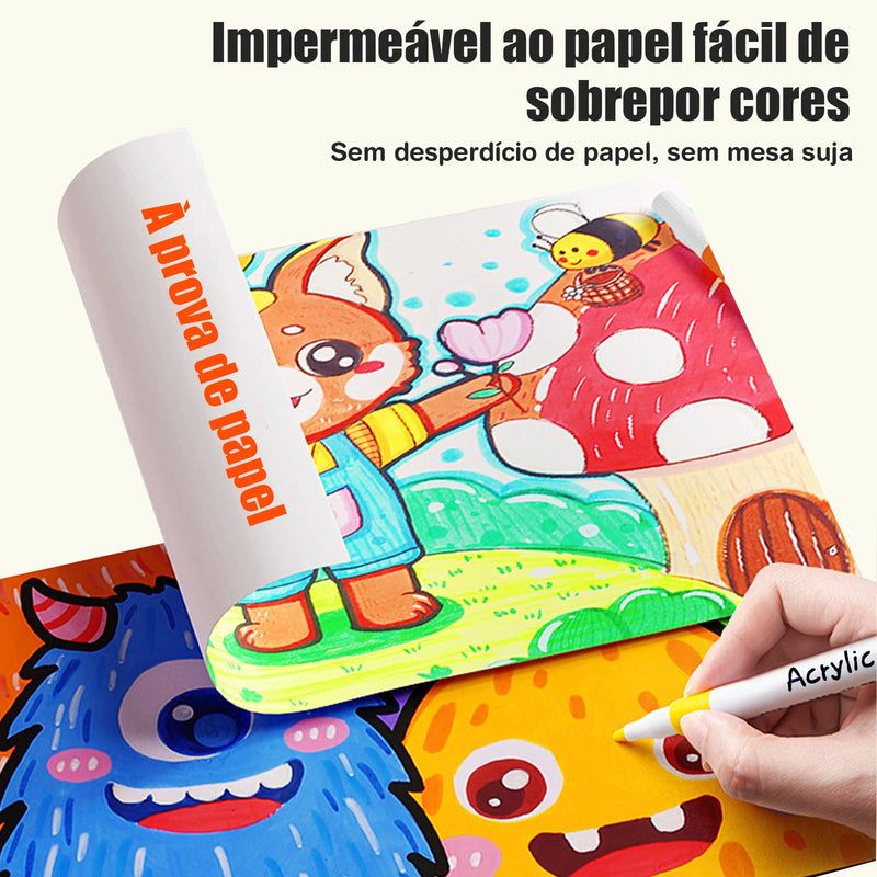 Kit de Canetas Marcadoras Acrílicas — Ponta Dupla