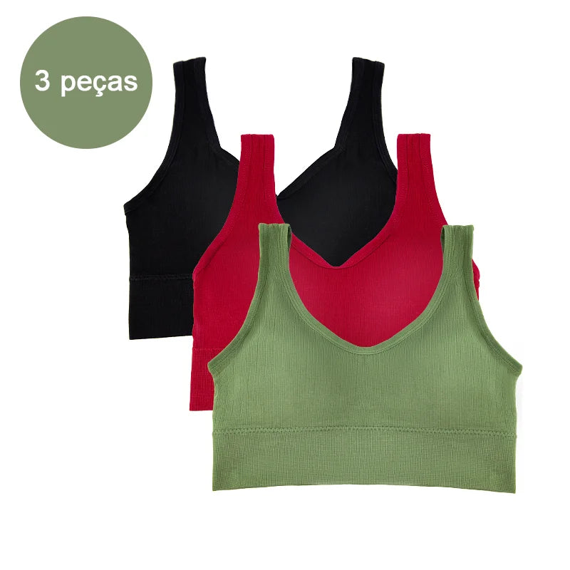 3 Peças de Sutiã esportivo feminino