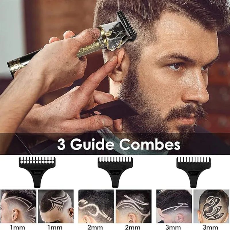 Máquina de Cortar Cabelo e Barba T9 USB LED