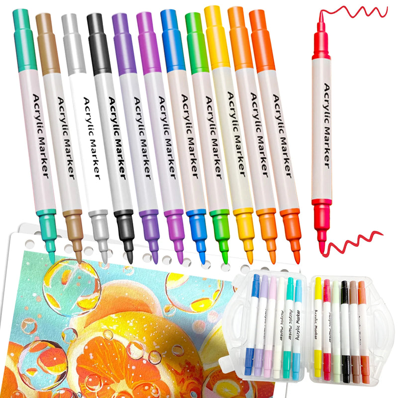 Kit de Canetas Marcadoras Acrílicas — Ponta Dupla