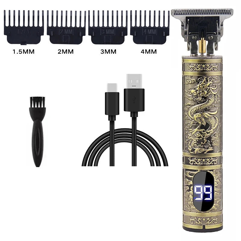 Máquina de Cortar Cabelo e Barba T9 USB LED