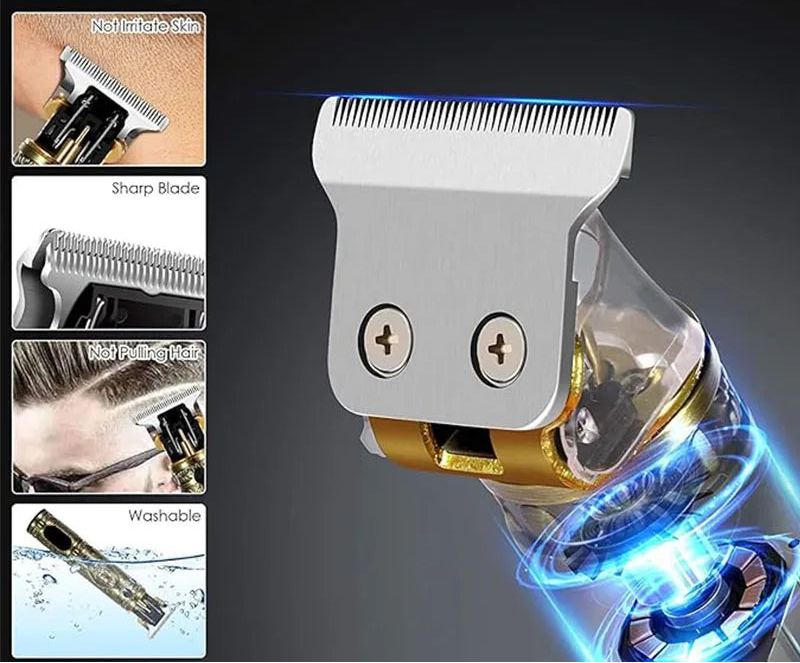 Máquina de Cortar Cabelo e Barba T9 USB LED